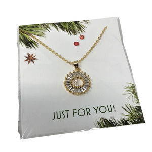 Nordstrom Gold Tone Necklace Mini Pave Alphabet Pendant “L” New